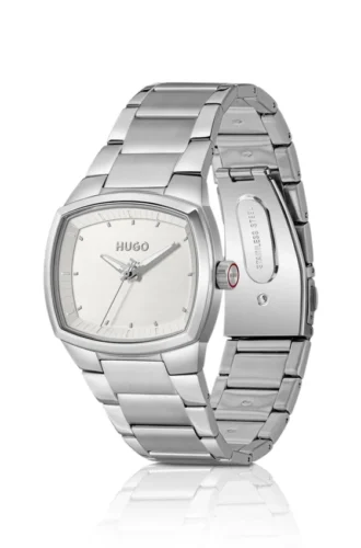 Telly stainless-steel watch with retro-inspired case