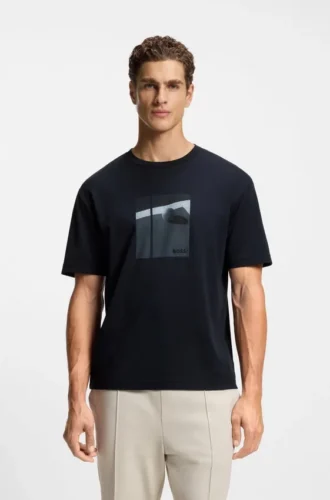Tennis-artwork T-shirt in Pima cotton