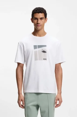 Tennis-artwork T-shirt in Pima cotton