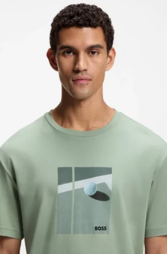 Tennis-artwork T-shirt in Pima cotton