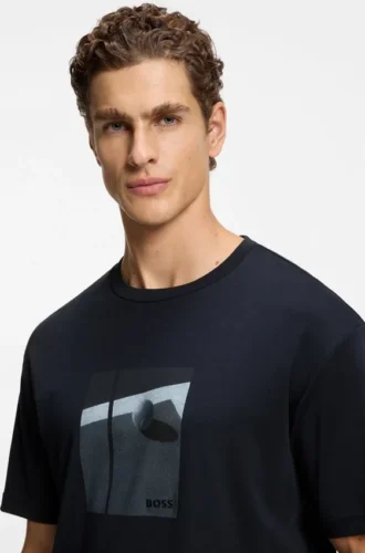 Tennis-artwork T-shirt in Pima cotton