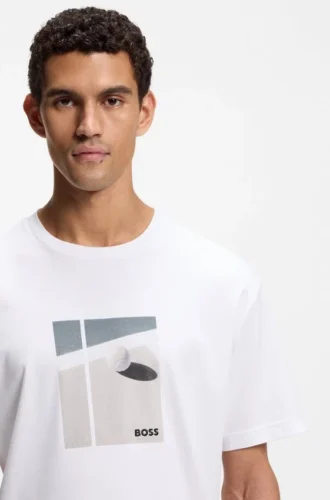 Tennis-artwork T-shirt in Pima cotton