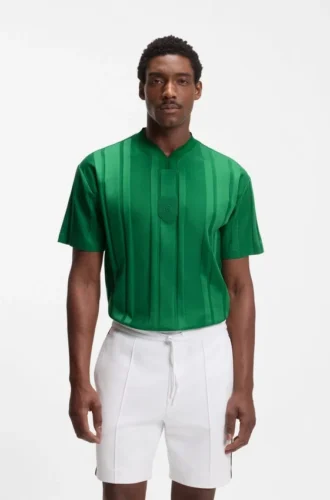 Textured-stripe T-shirt in cotton