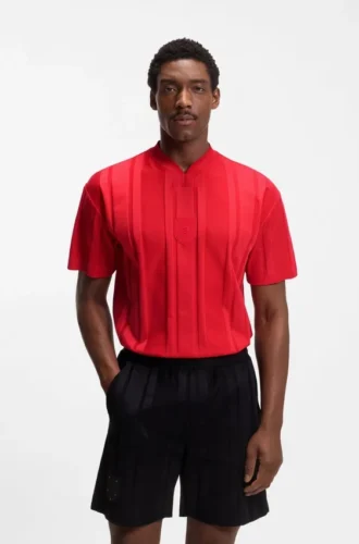 Textured-stripe T-shirt in cotton