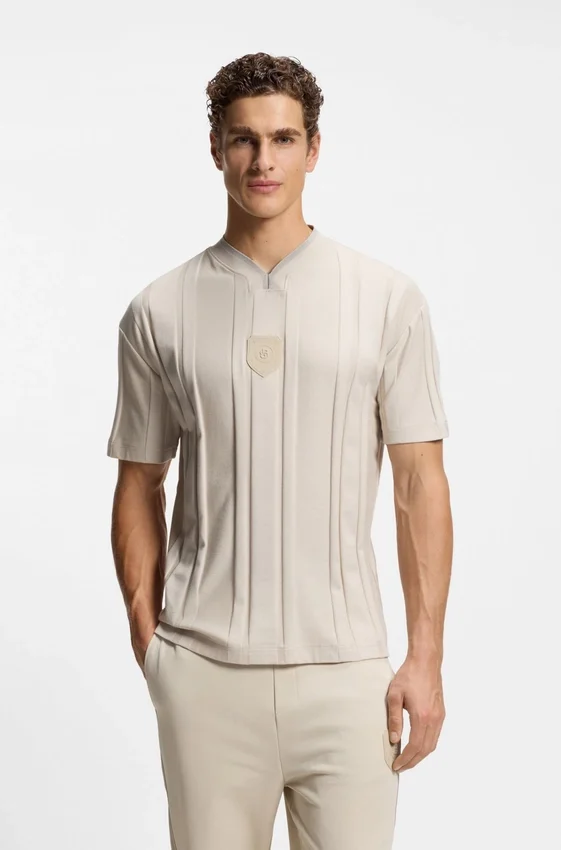 Textured-stripe T-shirt in cotton Textured-stripe T-shirt in cotton