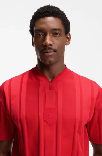 Textured-stripe T-shirt in cotton