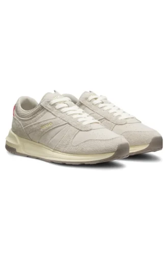 Textured-suede sneakers with logo details