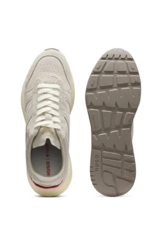 Textured-suede sneakers with logo details