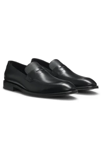 Textured-tongue loafers in leather
