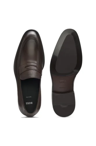 Textured-tongue loafers in leather