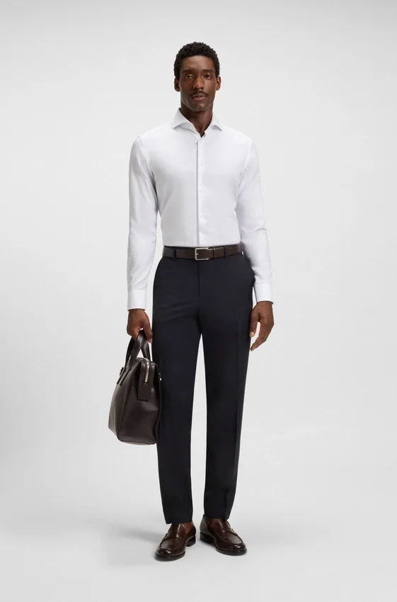Thermo-regulating slim-fit trousers in virgin wool Thermo-regulating slim-fit trousers in virgin wool
