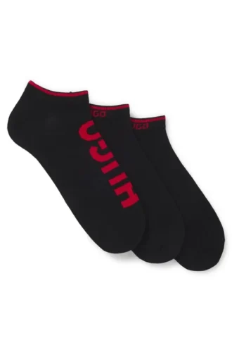 Three-pack of ankle socks with logos