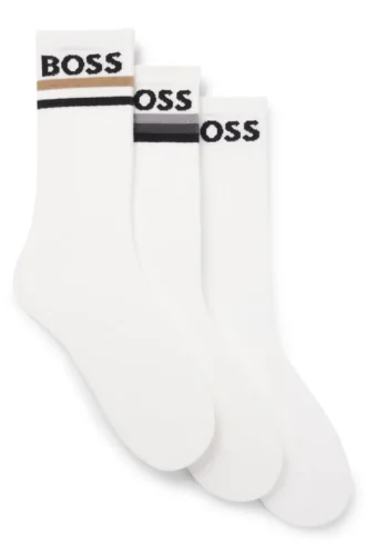 Three-pack of bamboo-blend ankle socks with logos
