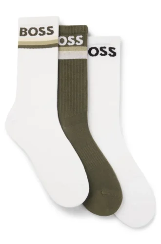 Three-pack of bamboo-blend ankle socks with logos