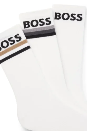 Three-pack of bamboo-blend ankle socks with logos