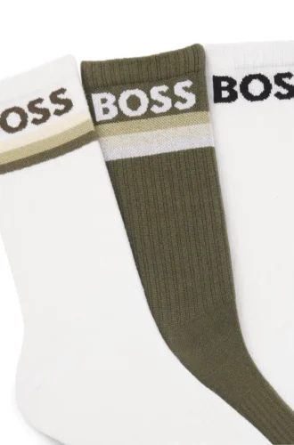 Three-pack of bamboo-blend ankle socks with logos