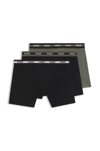 Three-pack of branded boxer briefs in stretch cotton