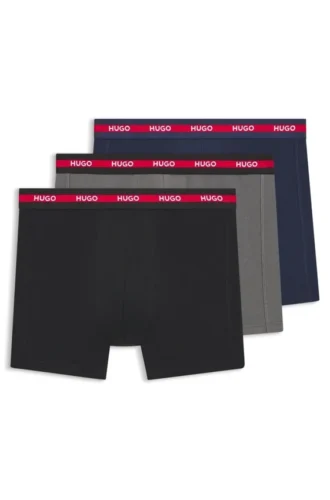 Three-pack of branded boxer briefs in stretch cotton