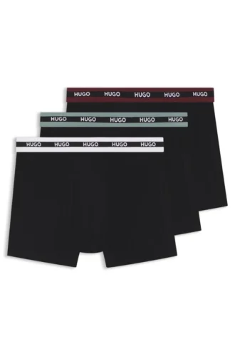 Three-pack of branded boxer briefs in stretch cotton