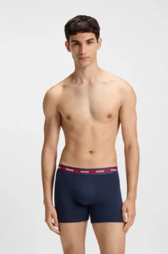 Three-pack of branded boxer briefs in stretch cotton