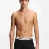 Three-pack of branded boxer briefs in stretch cotton