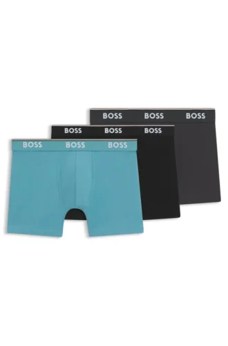Three-pack of logo-waistband boxer briefs in stretch cotton