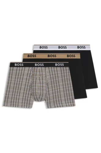 Three-pack of logo-waistband boxer briefs in stretch cotton
