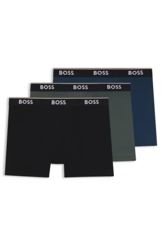 Three-pack of logo-waistband boxer briefs in stretch cotton