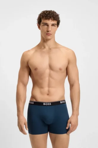 Three-pack of logo-waistband boxer briefs in stretch cotton