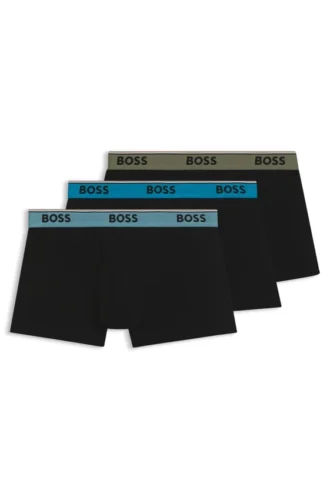 Three-pack of logo-waistband trunks in stretch cotton