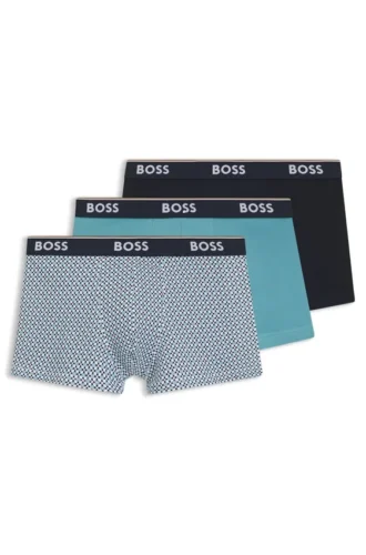 Three-pack of logo-waistband trunks in stretch cotton