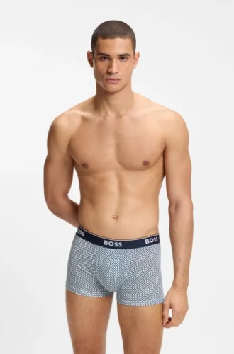 Three-pack of logo-waistband trunks in stretch cotton