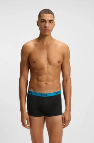 Three-pack of logo-waistband trunks in stretch cotton