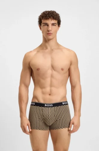 Three-pack of logo-waistband trunks in stretch cotton