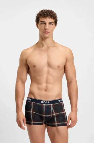 Three-pack of logo-waistband trunks in stretch cotton