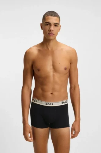 Three-pack of logo-waistband trunks in stretch cotton