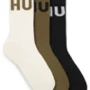Three-pack of ribbed ankle socks with logos Three-pack of ribbed ankle socks with logos