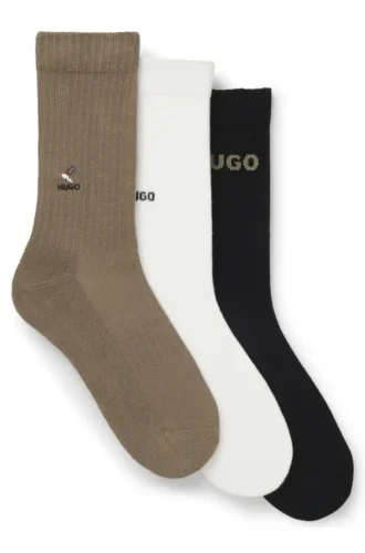 Three-pack of short-length socks with embroidered detailing