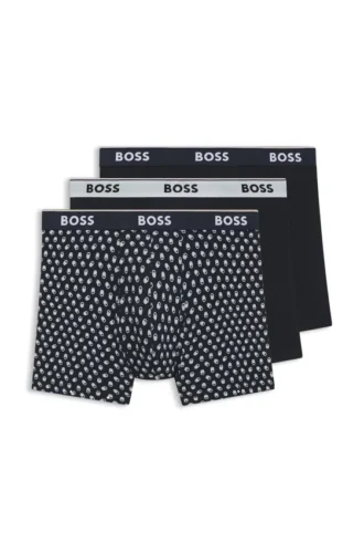 Three-pack of stretch-cotton boxer briefs with logo waistband