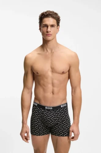 Three-pack of stretch-cotton boxer briefs with logo waistband