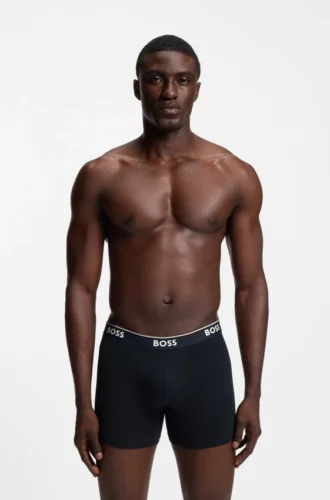 Three-pack of stretch-cotton boxer briefs with logo waistband