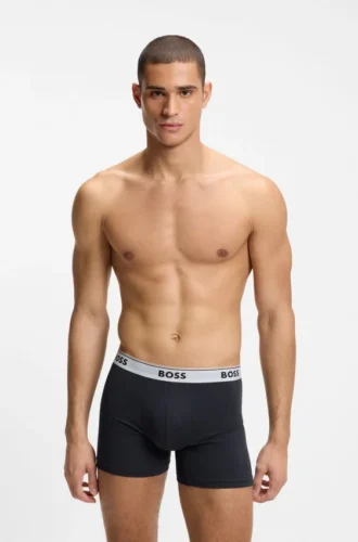 Three-pack of stretch-cotton boxer briefs with logo waistband