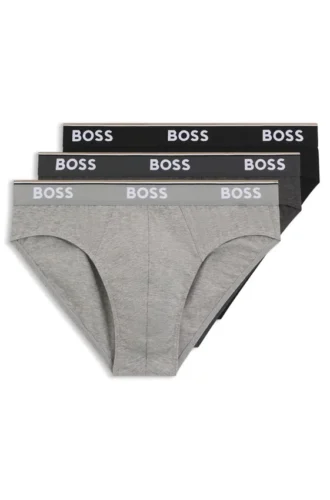 Three-pack of stretch-cotton briefs with logo waistband
