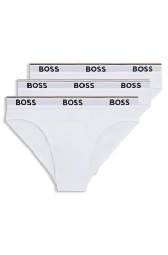 Three-pack of stretch-cotton briefs with logo waistband