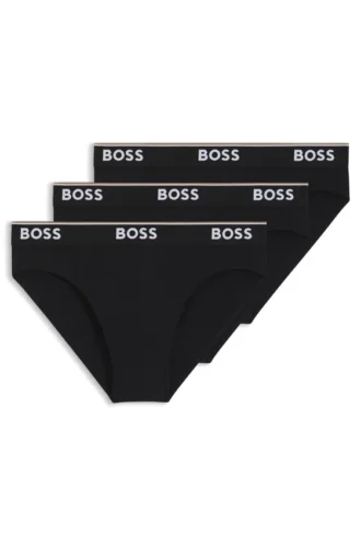 Three-pack of stretch-cotton briefs with logo waistband