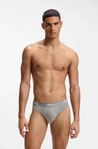 Three-pack of stretch-cotton briefs with logo waistband