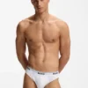Three-pack of stretch-cotton briefs with logo waistband