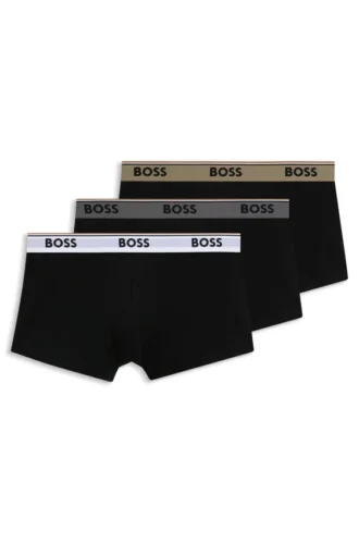 Three-pack of stretch-cotton trunks with logo waistbands