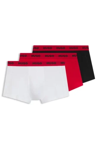 Three-pack of stretch-cotton trunks with logo waistbands