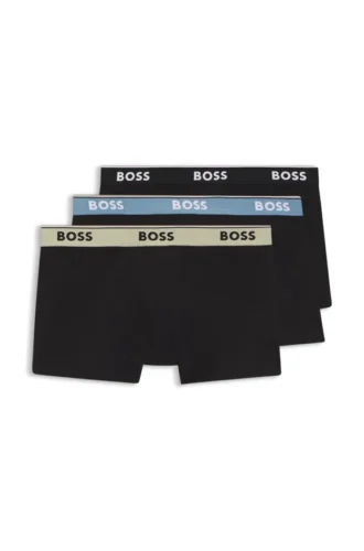 Three-pack of stretch-cotton trunks with logo waistbands